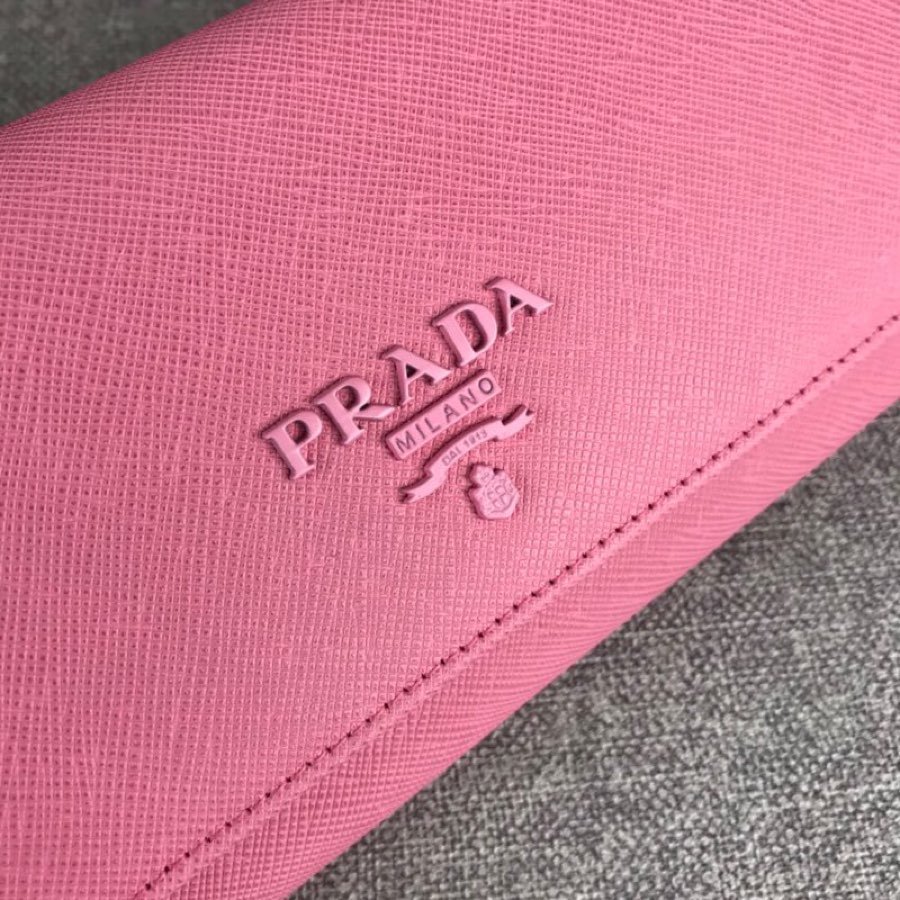 Cheap Replica Prada 1MH132 Women Leather Wallet Pink