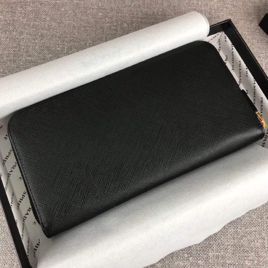 Cheap Replica Prada 1ML506 Leather Wallet Black