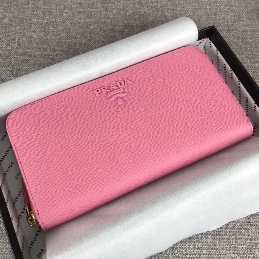 Cheap Replica Prada 1ML506 Leather Wallet Pink