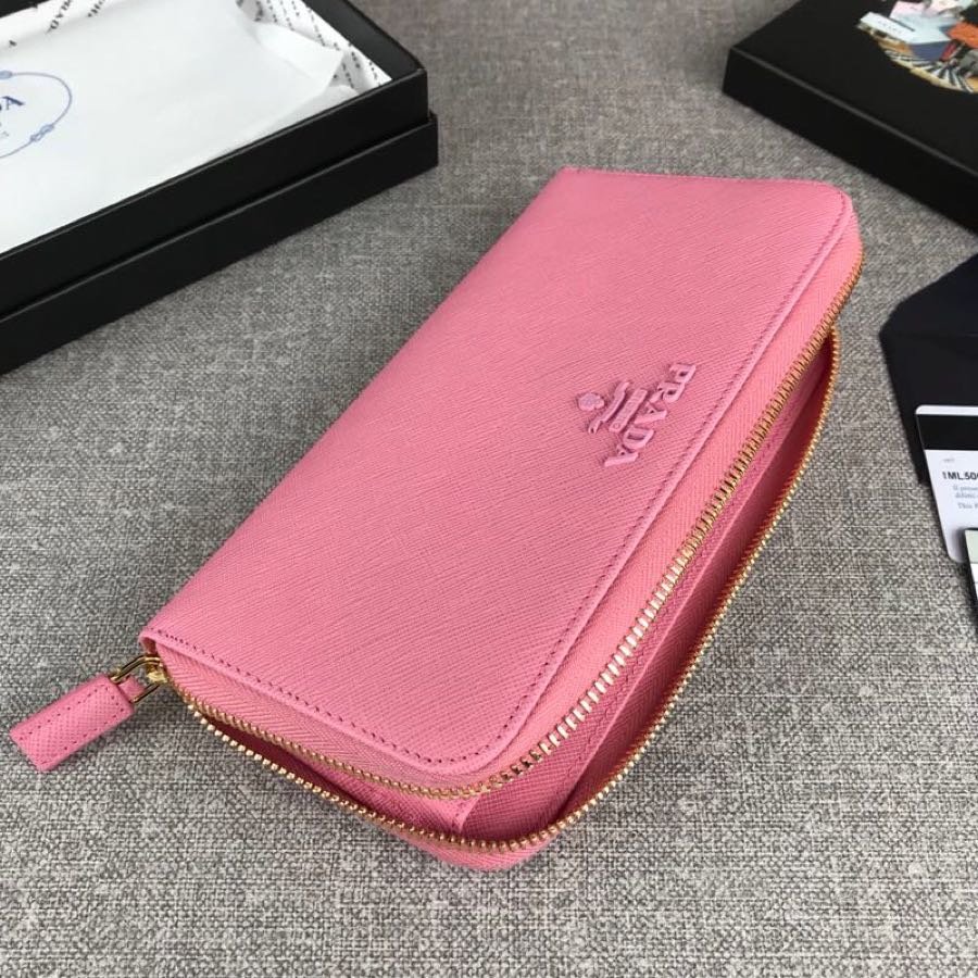 Cheap Replica Prada 1ML506 Leather Wallet Pink