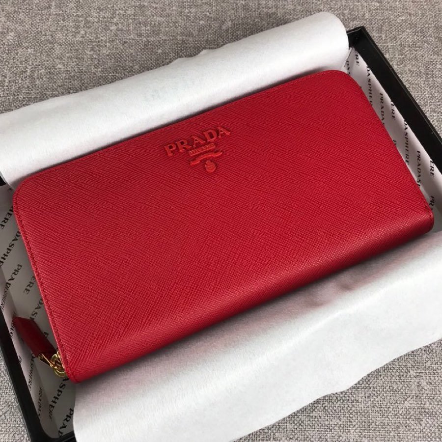 Cheap Replica Prada 1ML506 Leather Wallet red