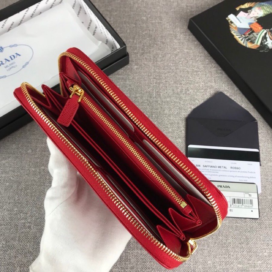 Cheap Replica Prada 1ML506 Leather Wallet red