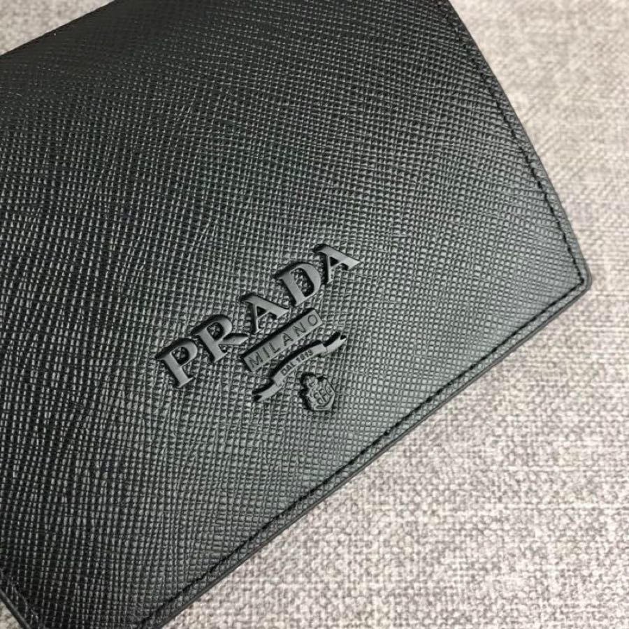 Cheap Replica Prada 1MV204 Women Small Saffiano Leather Wallet Black