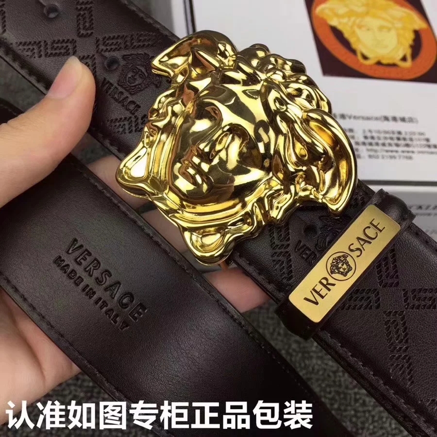 Cheap Replica Versace Men Reversible Leather Belt Width 3.8cm With Gold Buckle 016