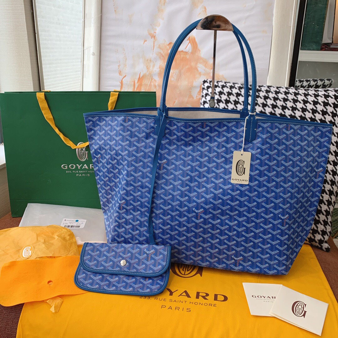 Classica Goyard Saint Louis GM Tote Bag Classic Goyardine Canvas Blue