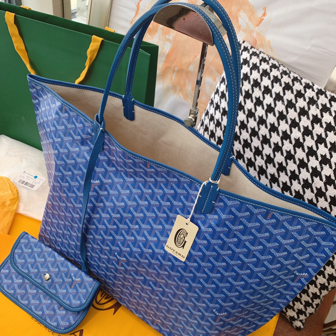 Classica Goyard Saint Louis GM Tote Bag Classic Goyardine Canvas Blue