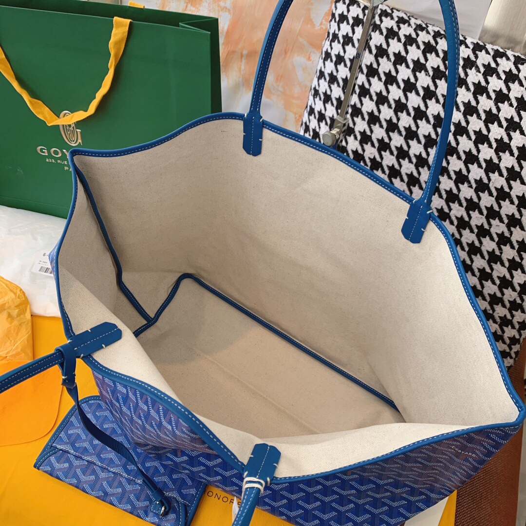 Classica Goyard Saint Louis GM Tote Bag Classic Goyardine Canvas Blue