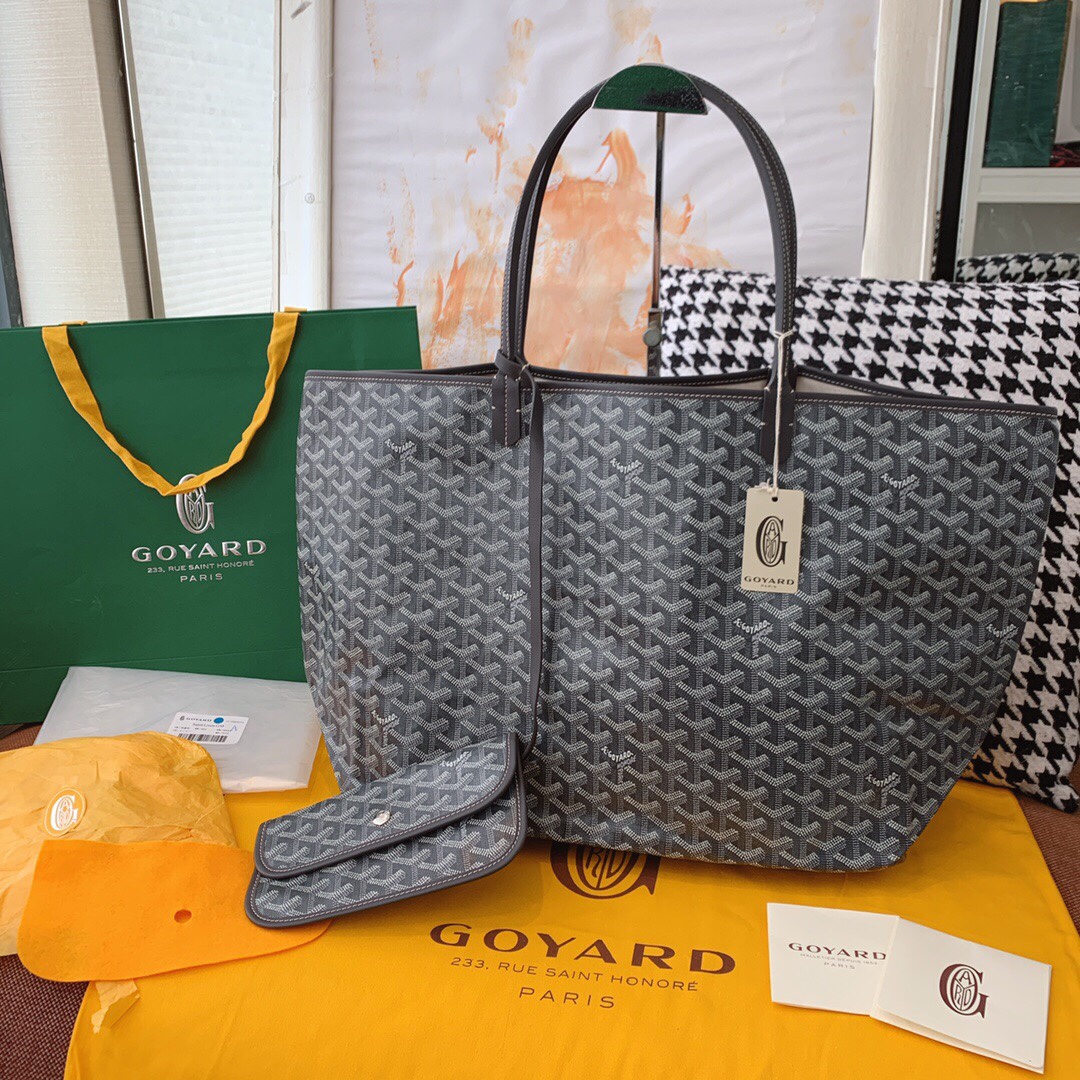 Classica Goyard Saint Louis GM Tote Bag Classic Goyardine Canvas Gray