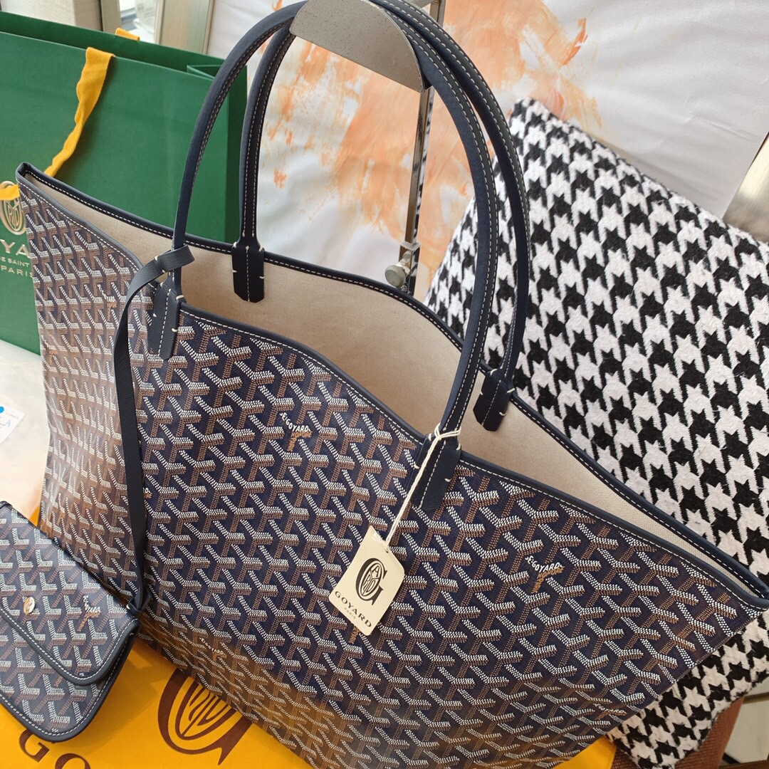 Classica Goyard Saint Louis GM Tote Bag Classic Goyardine Canvas Navy