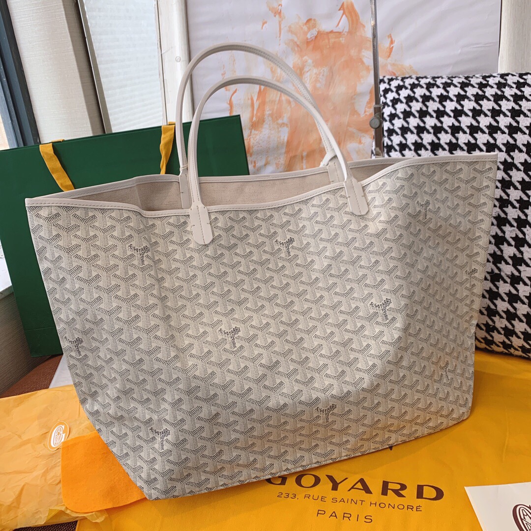 Classica Goyard Saint Louis GM Tote Bag Classic Goyardine Canvas White