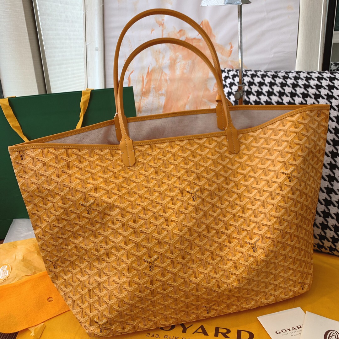 Classica Goyard Saint Louis GM Tote Bag Classic Goyardine Canvas Yellow