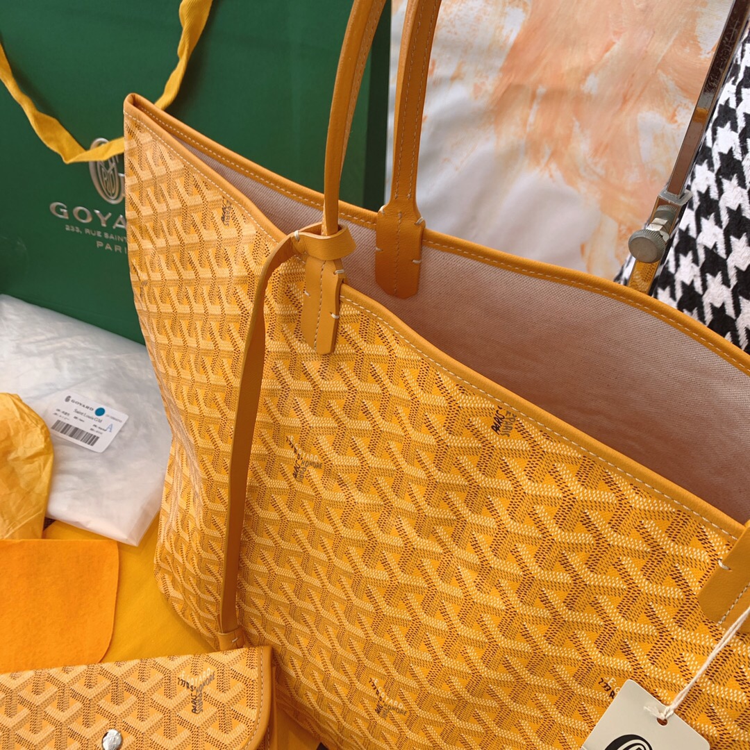 Classica Goyard Saint Louis GM Tote Bag Classic Goyardine Canvas Yellow