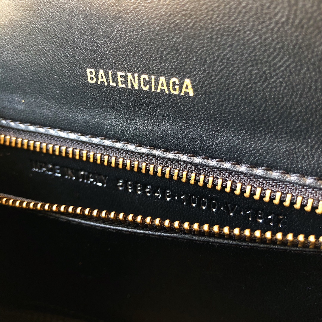 Copy Balenciaga Hourglass S Top Handle Bag in Gold Shiny Crocodile Embossed Calfskin