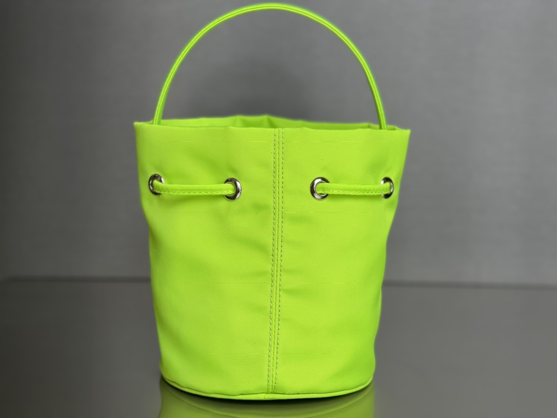 Copy Balenciaga Wheel XS Drawstring Bucket Bag in Green