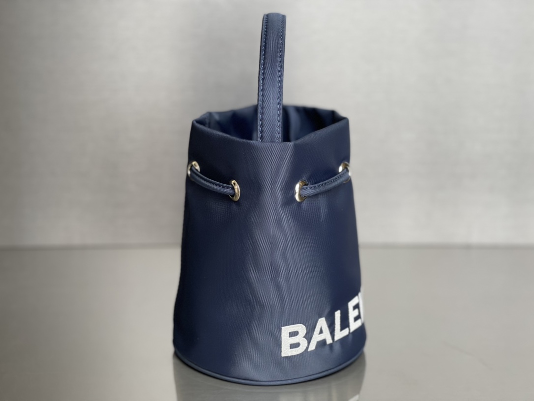 Copy Balenciaga Wheel XS Drawstring Bucket Bag in Navy