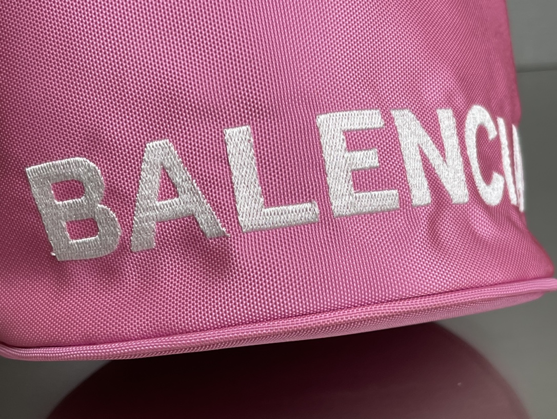 Copy Balenciaga Wheel XS Drawstring Bucket Bag in Pink