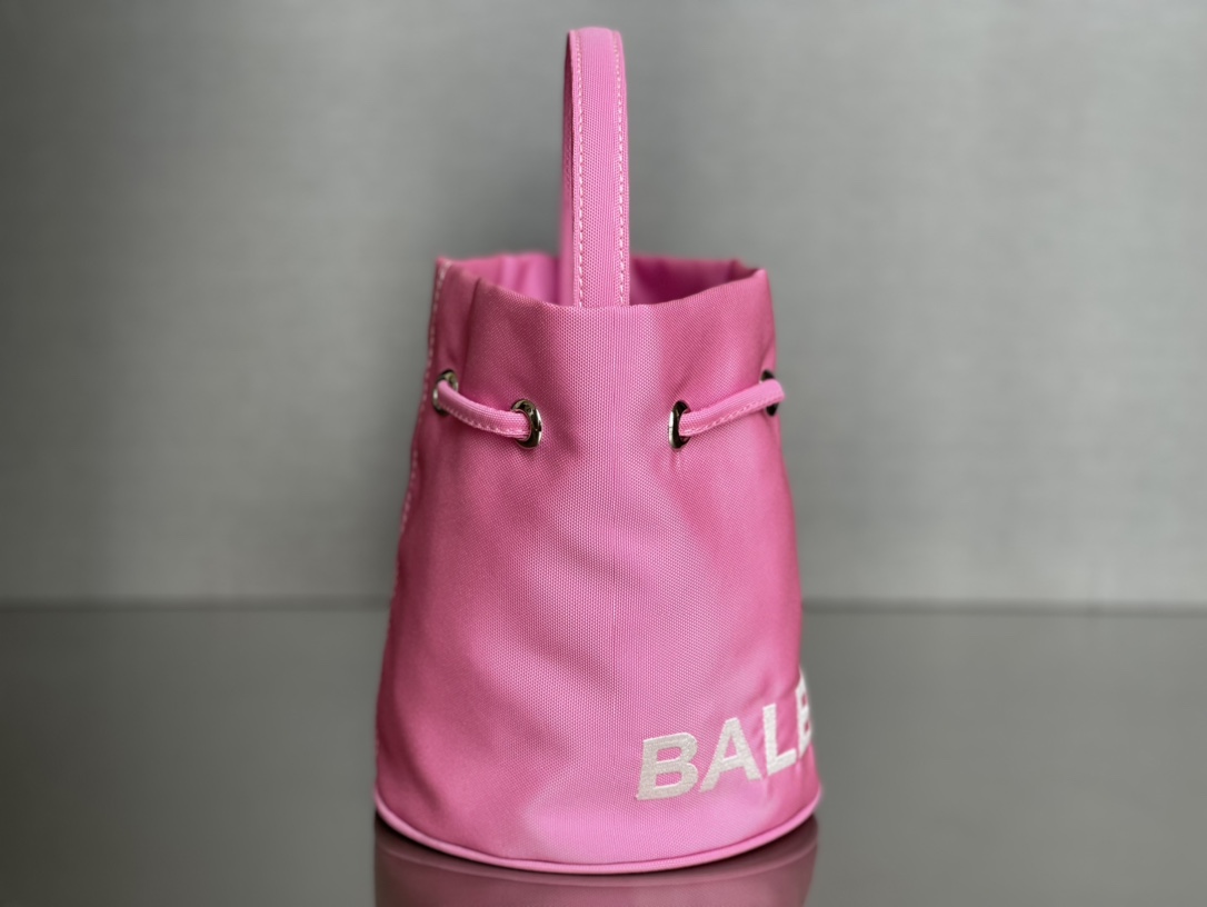 Copy Balenciaga Wheel XS Drawstring Bucket Bag in Pink