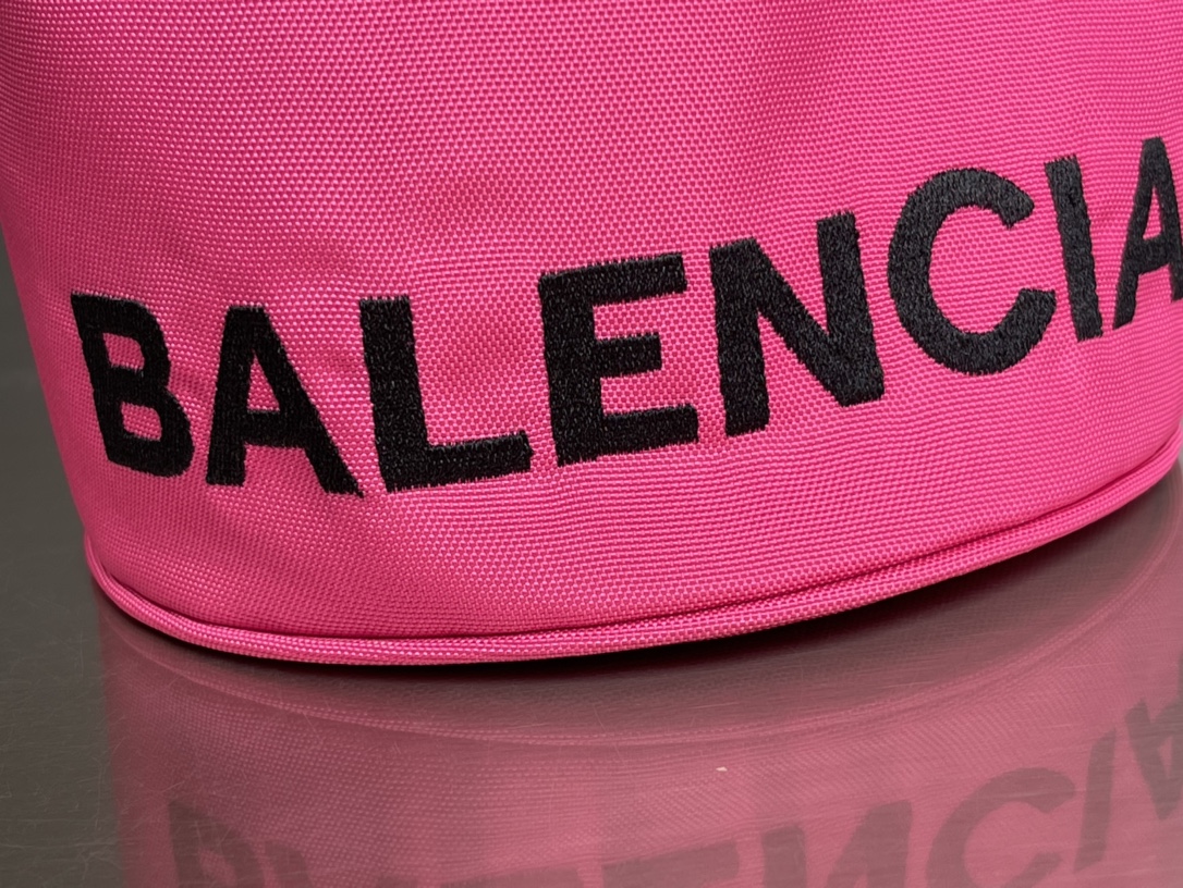 Copy Balenciaga Wheel XS Drawstring Bucket Bag in Rose