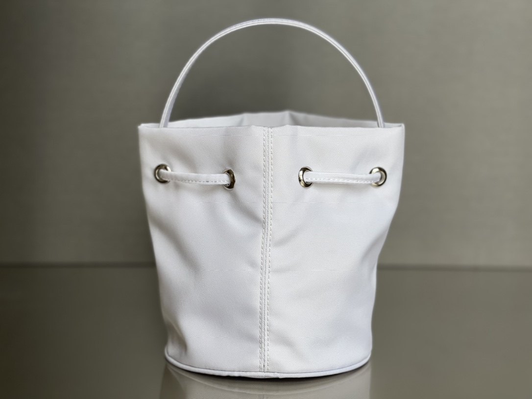 Copy Balenciaga Wheel XS Drawstring Bucket Bag in White