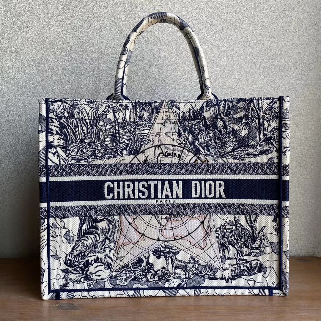 Copy Blue Multicolor Dior Around the World Embroidery GM