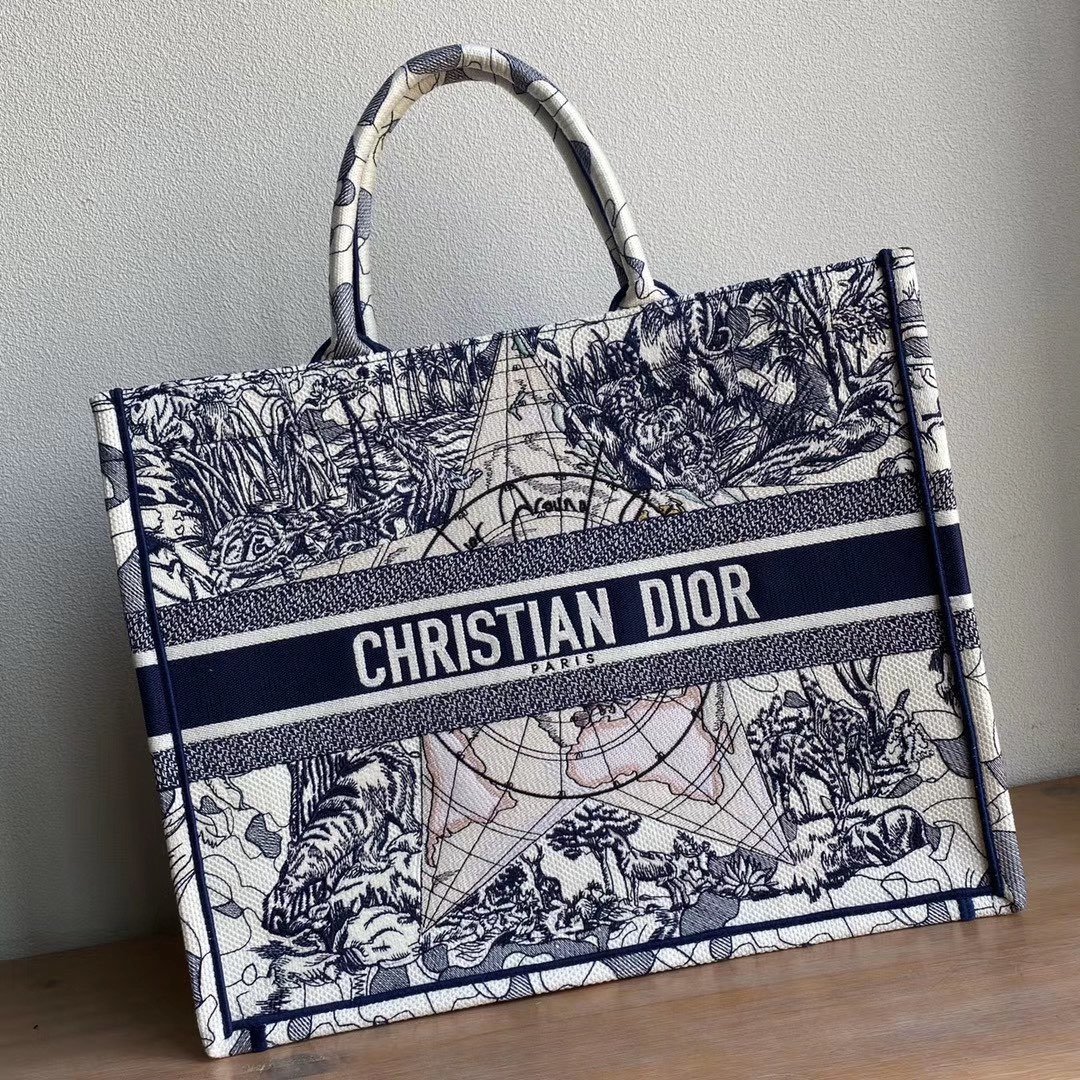 Copy Blue Multicolor Dior Around the World Embroidery GM