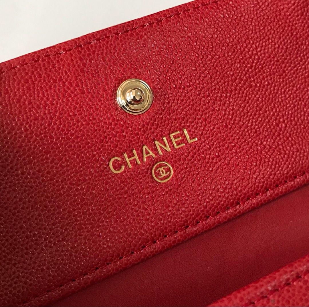 Copy Boy Chanel A81965 Small Flap Wallet Grained Calfskin Gold Tone Metal Red