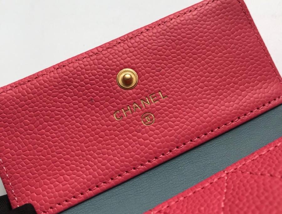 Copy Boy Chanel A81965 Small Flap Wallet Grained Calfskin Gold Tone Metal Watermelon Red