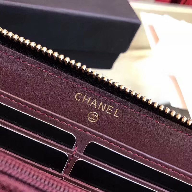 Copy Chanel Classic Zipped Wallet Lambskin Leather Gold Tone Metal