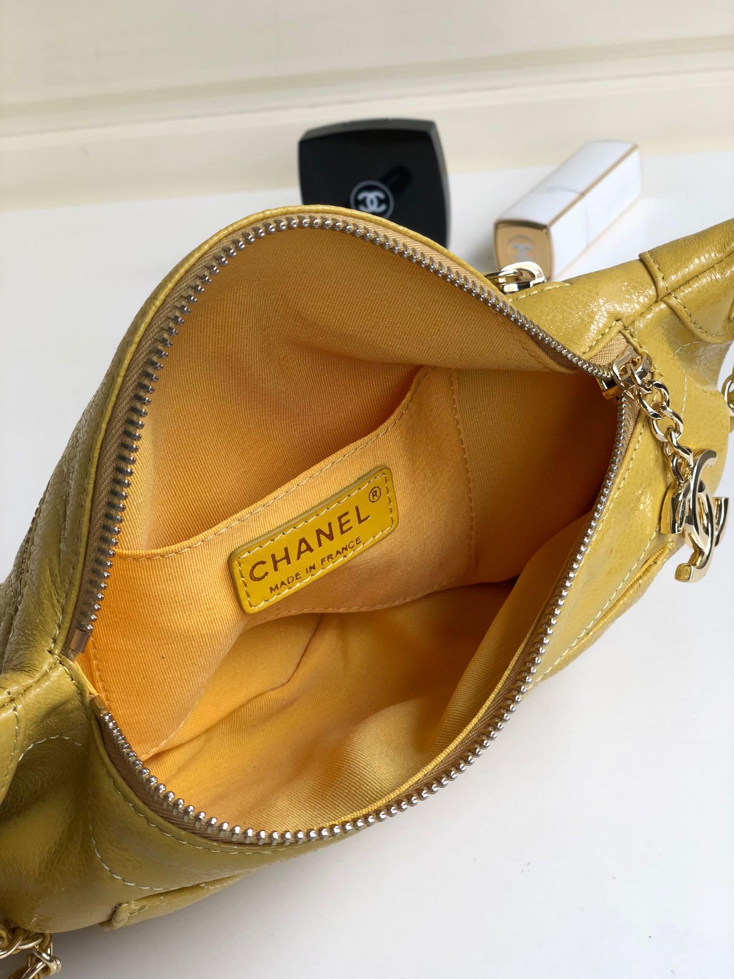 Copy Chanel Women Waist Bag Iridescent Yellow Grained Calfskin Gold-Tone Metal