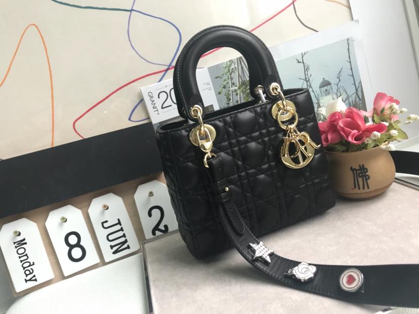 Copy Dior Personalise Your My Lady Dior Bag Black With Gold Tone