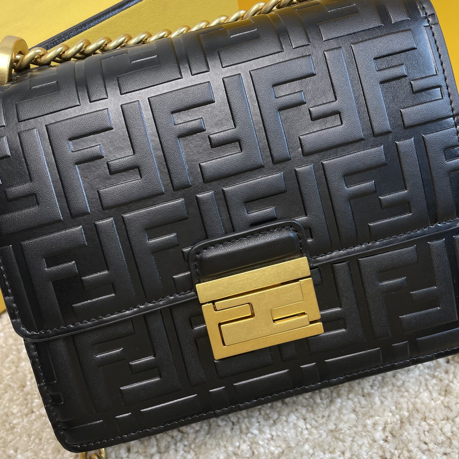 Copy Fendi Kan U Small Black Leather Mini-Bag