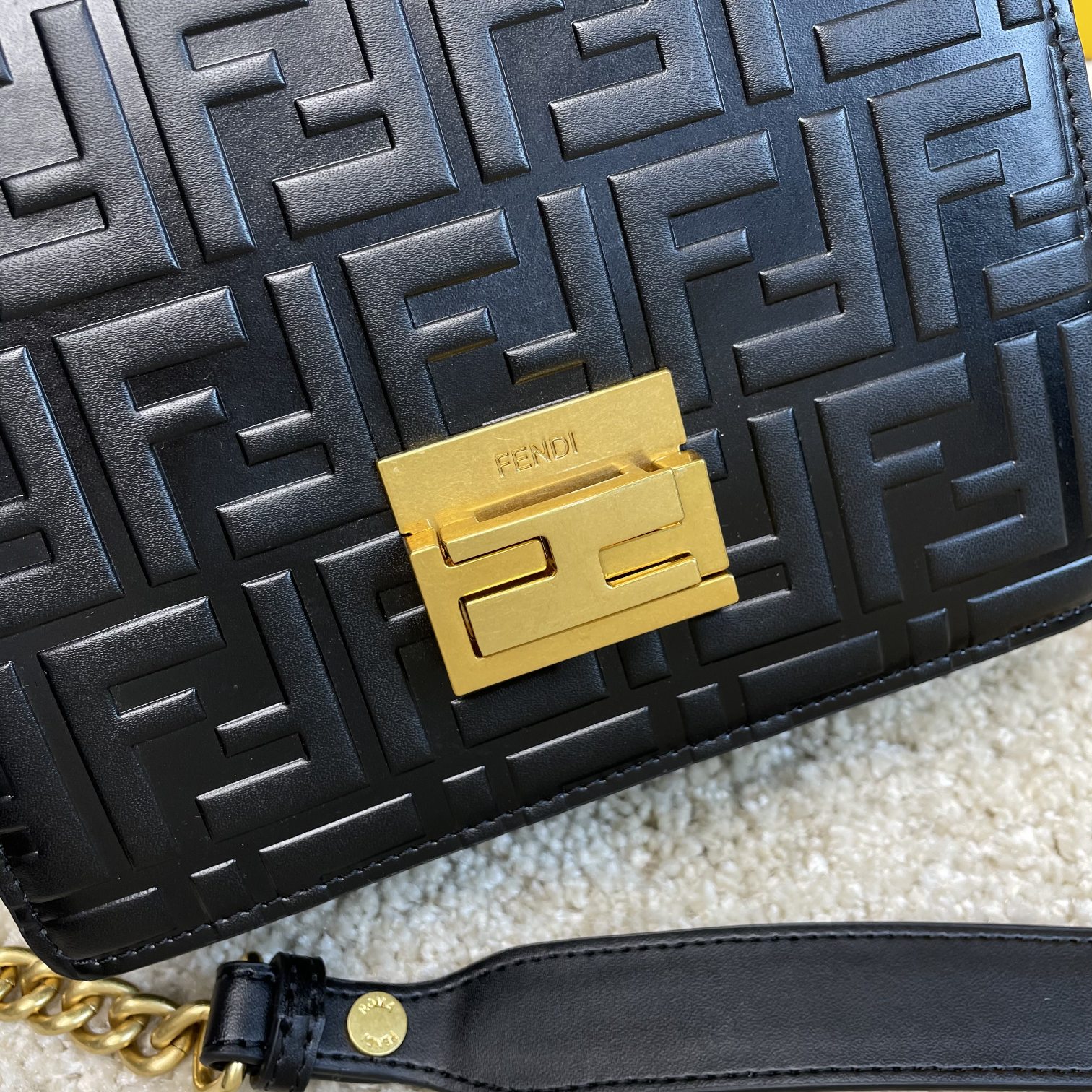 Copy Fendi Kan U Small Black Leather Mini-Bag