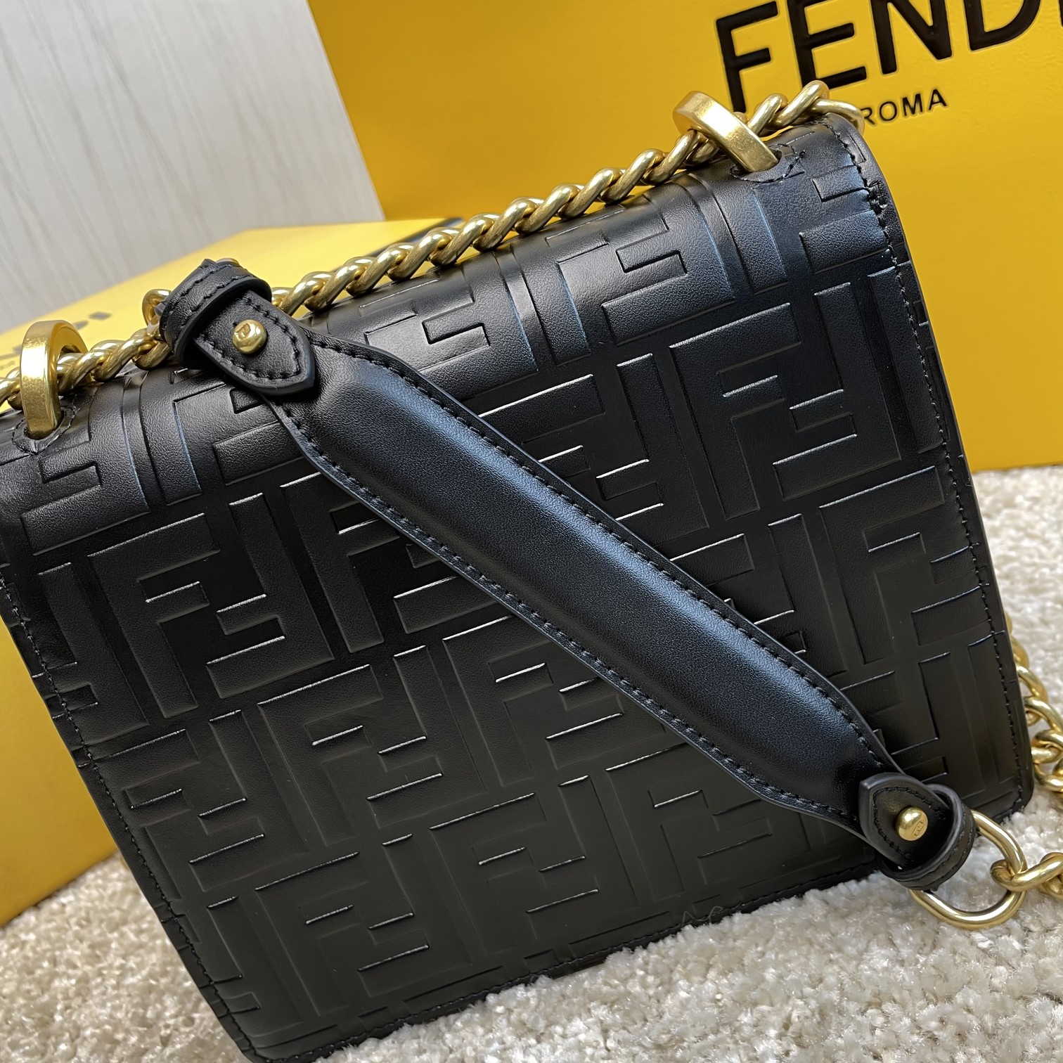 Copy Fendi Kan U Small Black Leather Mini-Bag