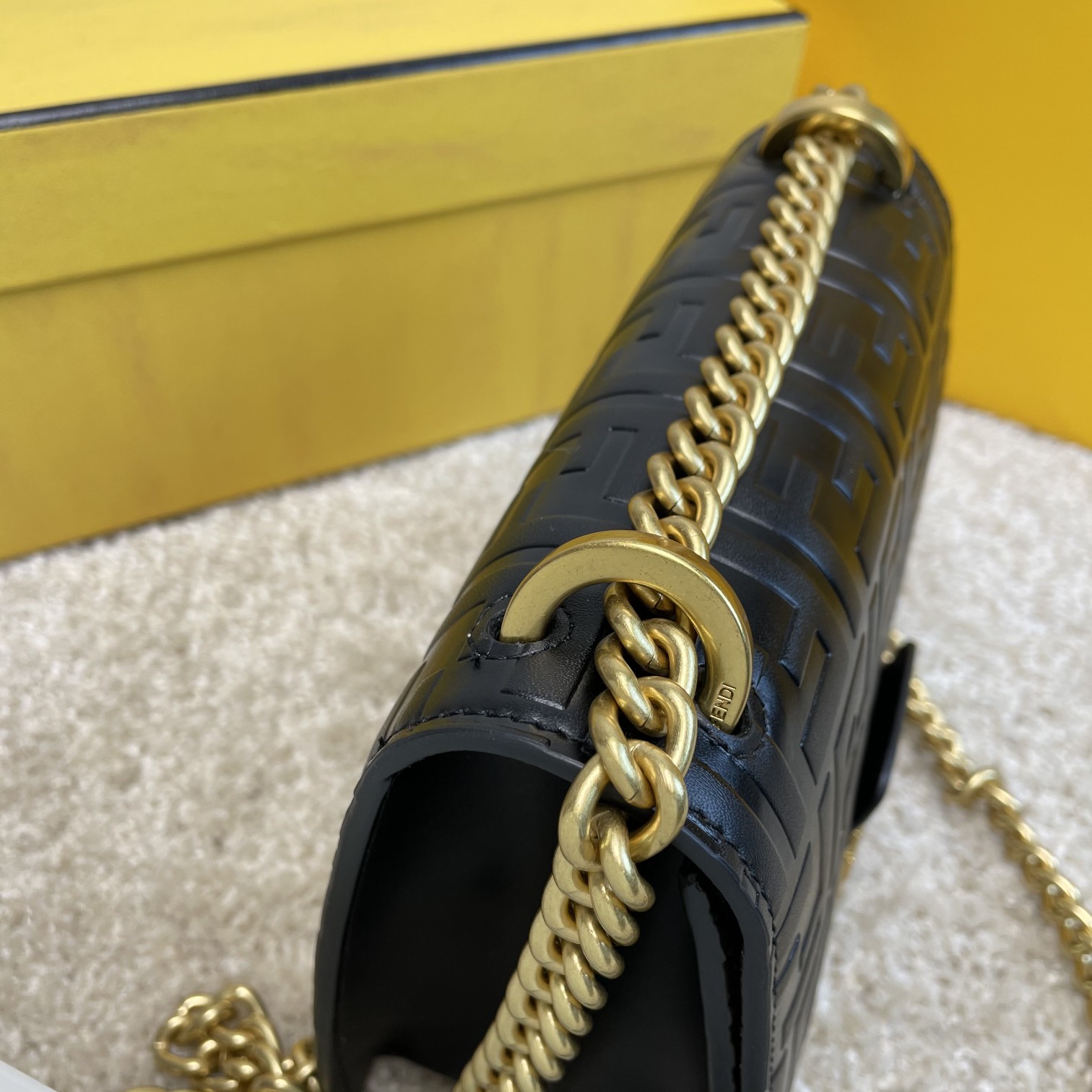 Copy Fendi Kan U Small Black Leather Mini-Bag