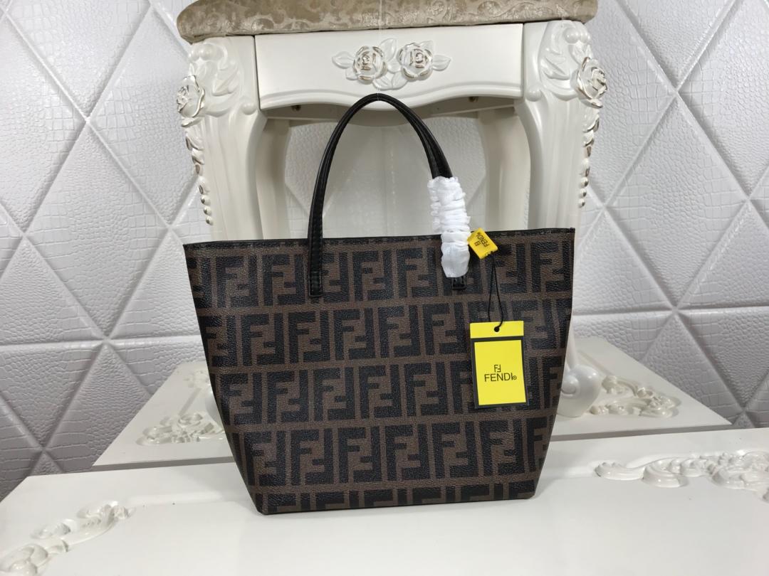 Copy Fendi Women Shopping Bag with FF Motif Black
