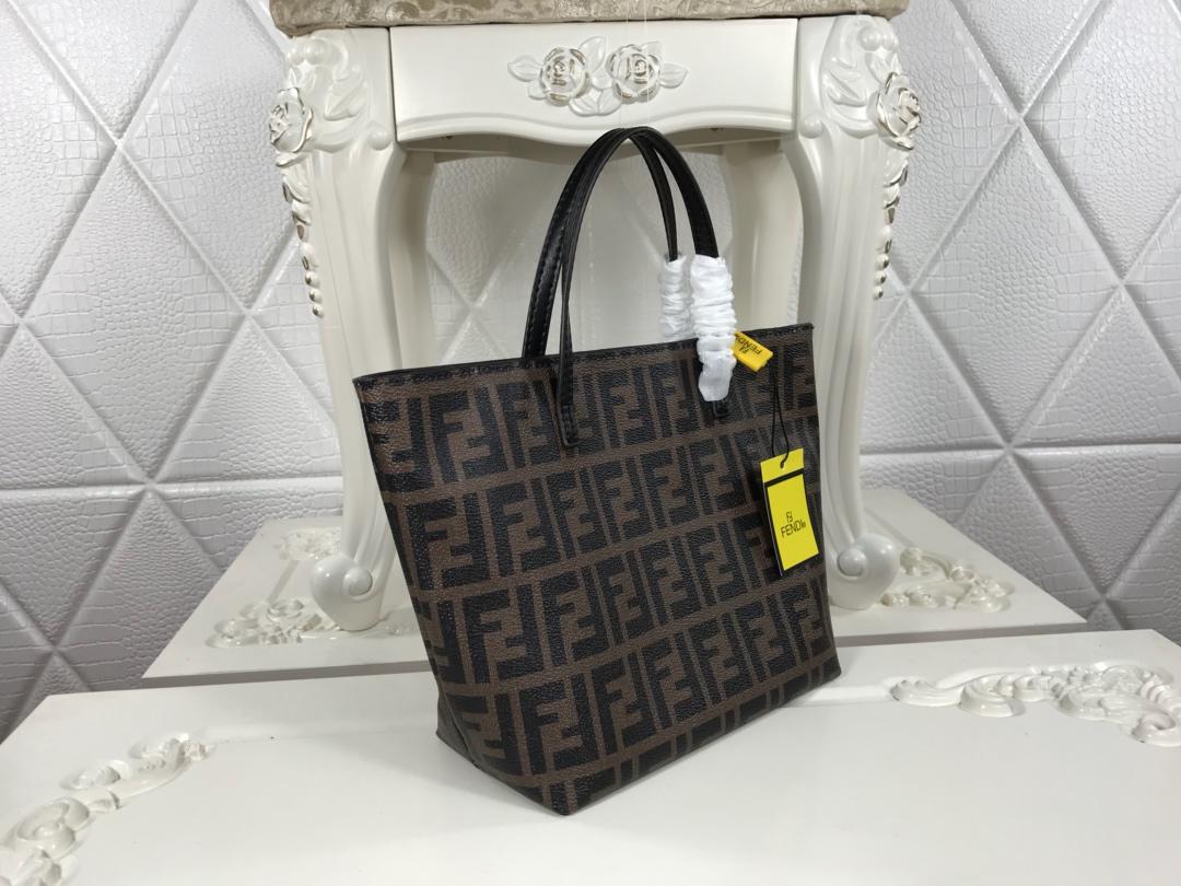 Copy Fendi Women Shopping Bag with FF Motif Black