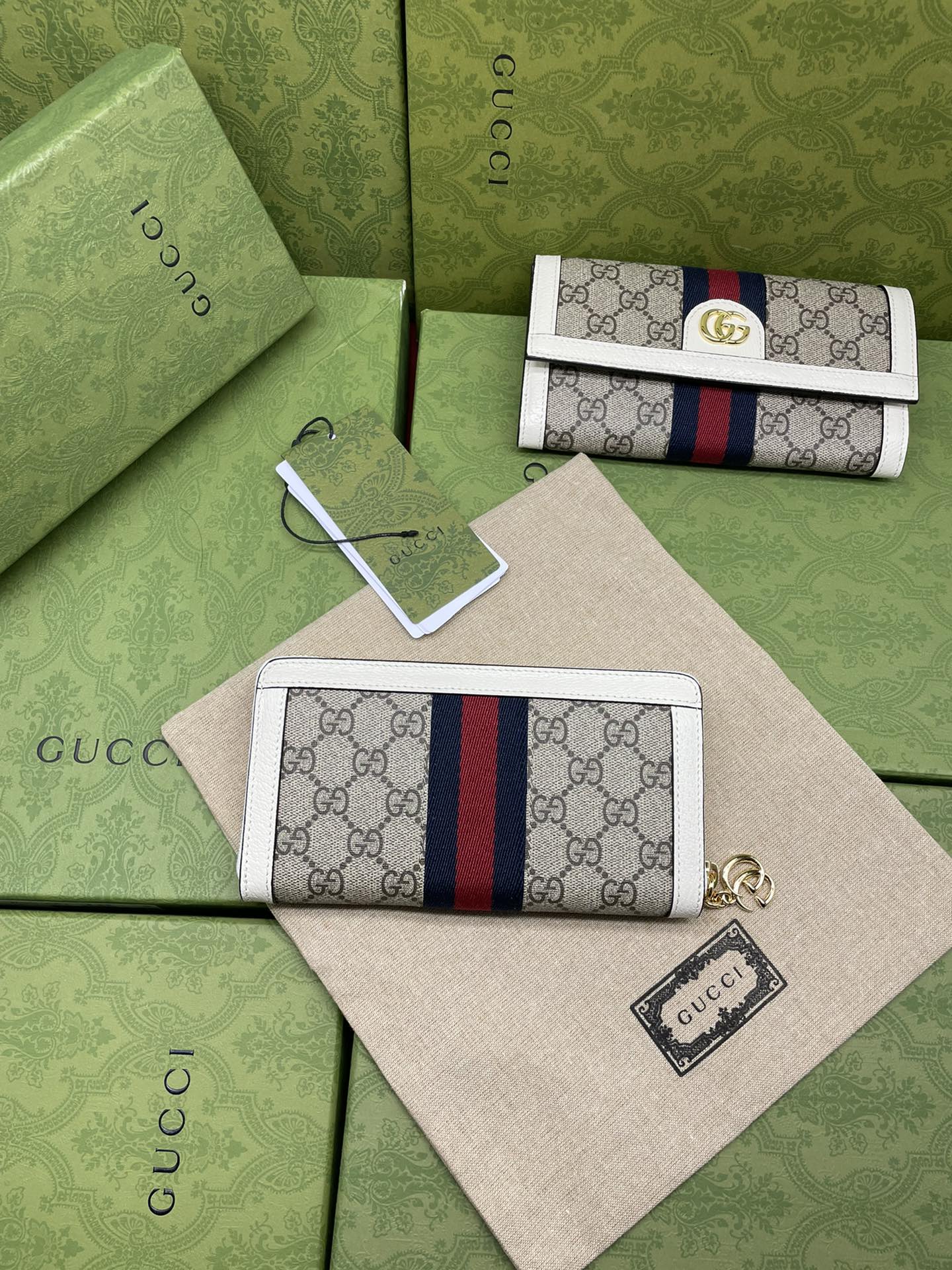 Copy Gucci 523154 Ophidia Zip Around Wallet with Web