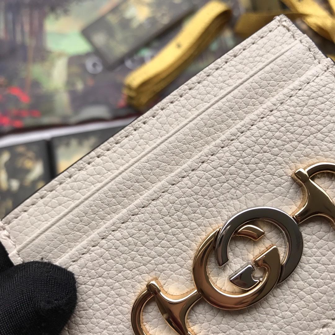 Copy Gucci 570679 Zumi Grainy Leather Card Case White