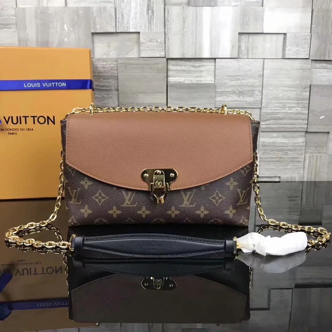 Copy Louis Vuitton M43486 Saint Placide Monogram Coated Canvas and Cowhide Leather Caramel