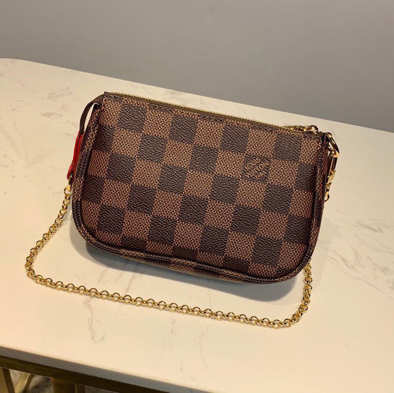 Copy Louis Vuitton M60259 Mini Pochette Accessoires in Damier Ebene Coated Canvas