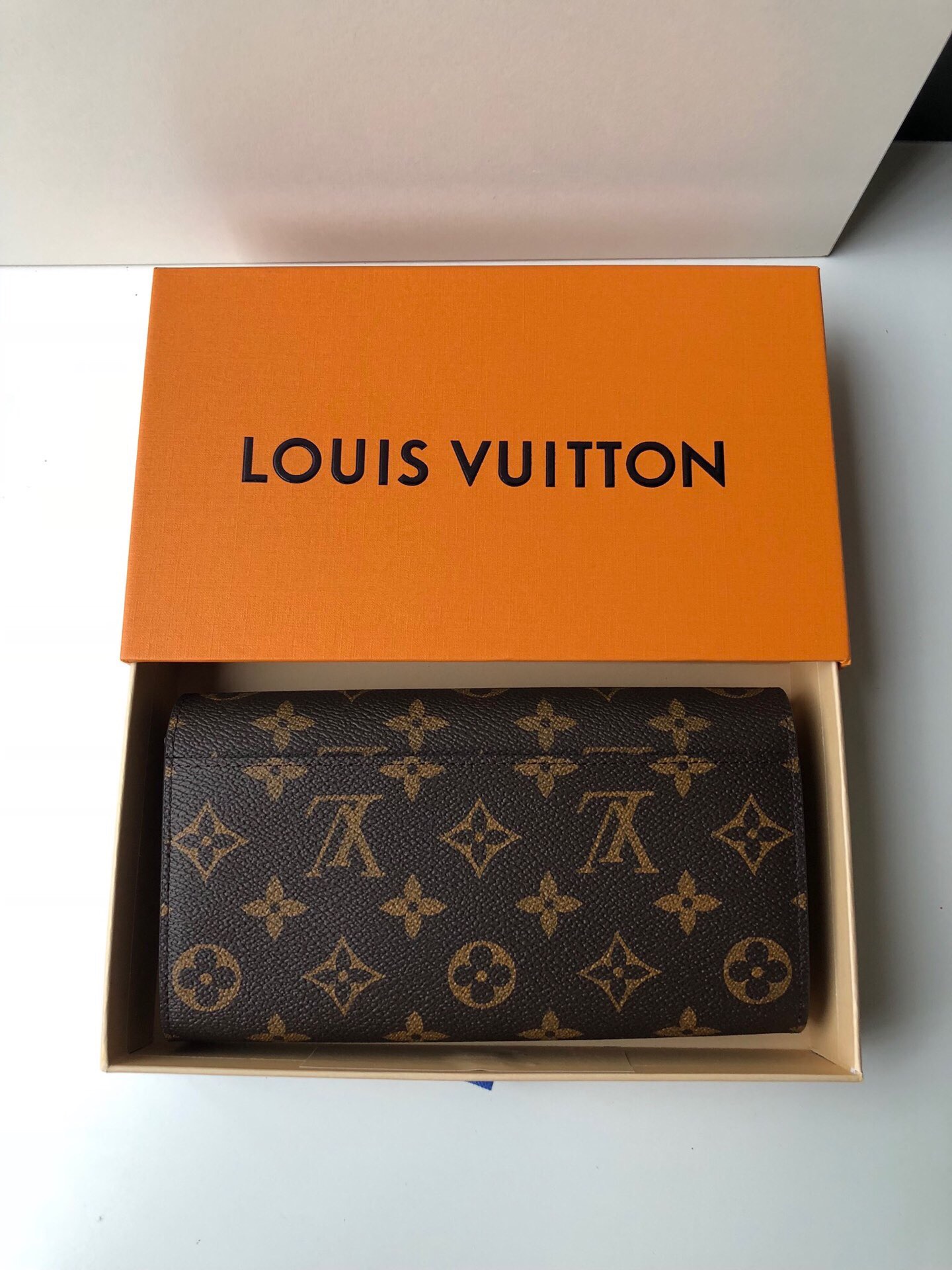 Copy Louis Vuitton M62236 Women Sarah Wallet Monogram Coated Canvas Brown