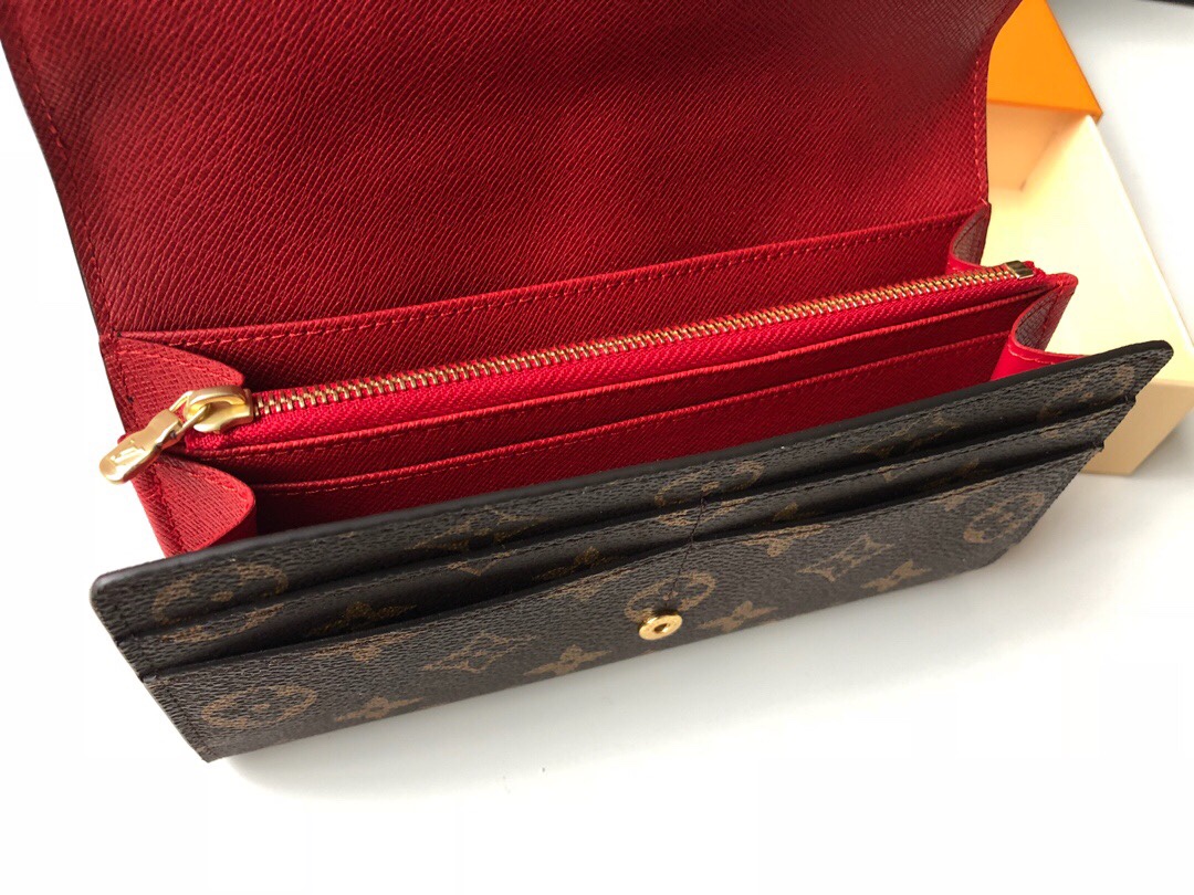 Copy Louis Vuitton M62236 Women Sarah Wallet Monogram Coated Canvas Red