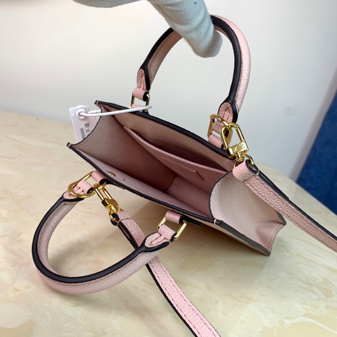 Copy Louis Vuitton M80449 Petit Sac Plat Monogram Empreinte Embossed Supple Grained Cowhide Leather Pink