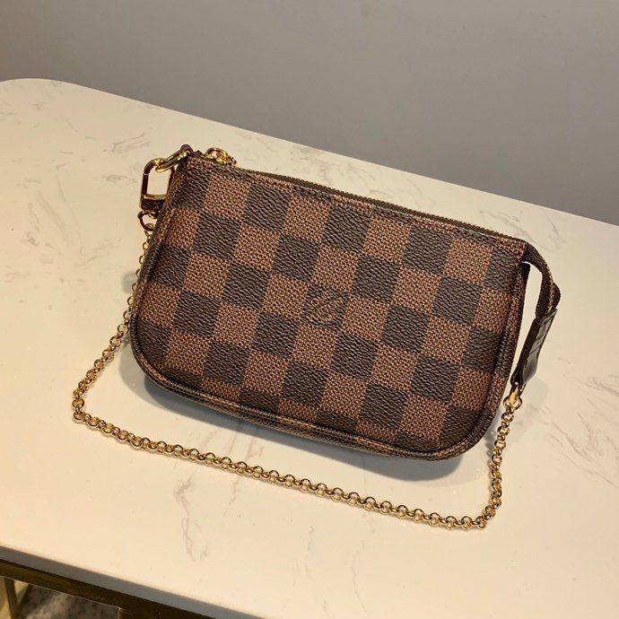 Copy Louis Vuitton N58009 Mini Pochette Accessoires in Damier Ebene Coated Canvas