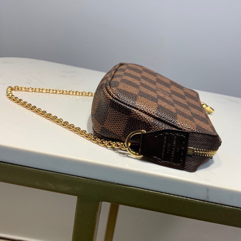 Copy Louis Vuitton N58009 Mini Pochette Accessoires in Damier Ebene Coated Canvas