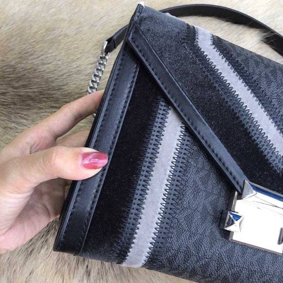 Copy Michael Kors Women Whitney Velvet Leather Shoulder Bag