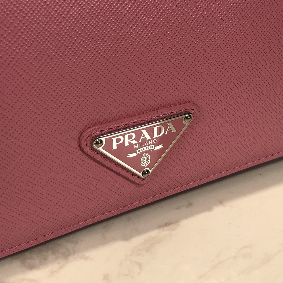 Copy Prada 1BD032 Nylon and Saffiano Leather Shoulder Bag Pink