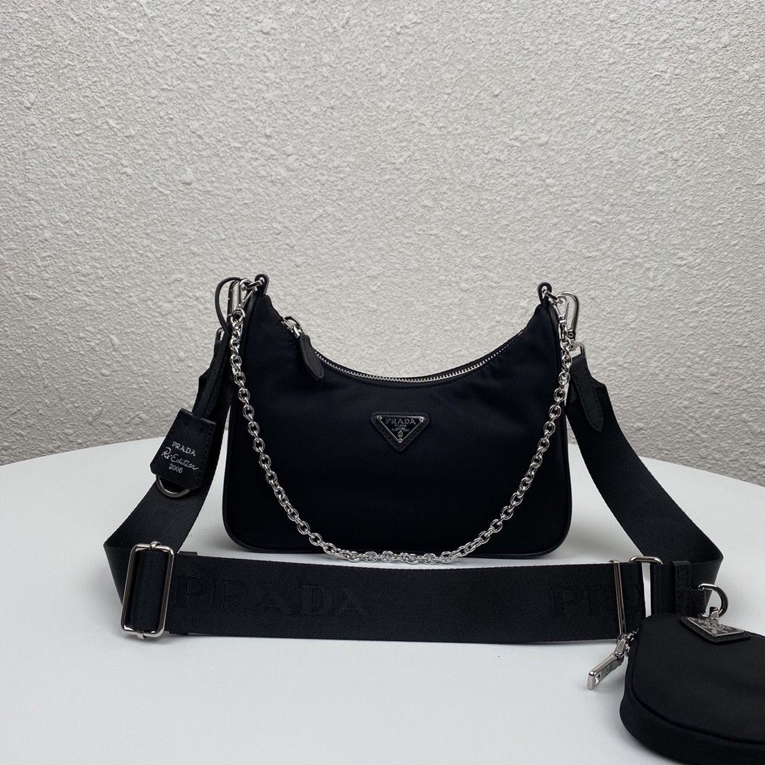 Copy Prada 1BH204 Re-Edition 2005 Re-Nylon Bag Black