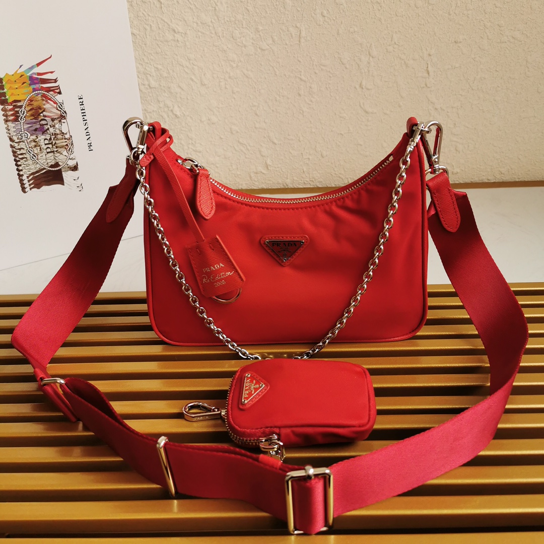 Copy Prada 1BH204 Re-Edition 2005 Re-Nylon Bag Red-1