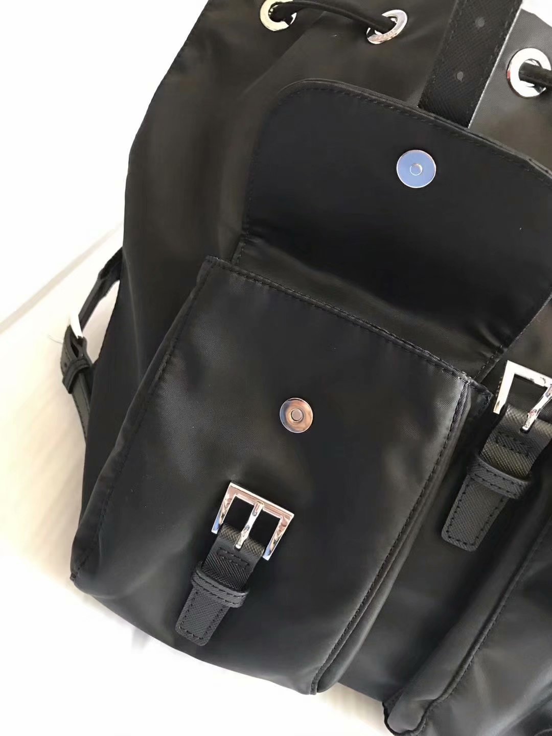 Copy Prada 1BZ811 Fabric Women Backpack Black